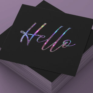 Schwarz/Holografischer Glitzer - Hallo Business Ca