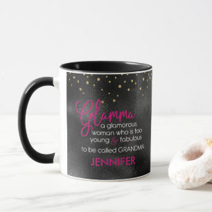 Schwarz Hot Pink Gold Glamma Großmutter personali Tasse