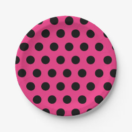 Schwarz & Hot Pink Mittelformat Polka Dot Chic Pappteller