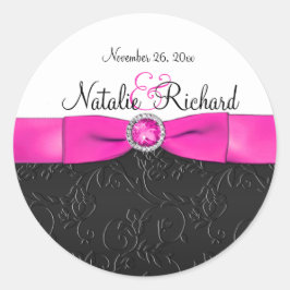 Schwarz, Hot Pink und Weiß, rund 1,5" Aufkleber