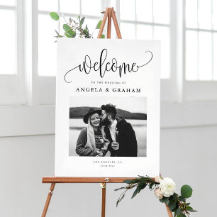 Schwarz-Hübsch-Kalligrafie-Hochzeitsszenario-Foto Poster