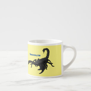 Schwarz-hungriges Skorpion Cartoon Illustration Espressotasse