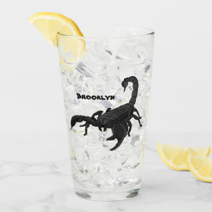 Schwarz-hungriges Skorpion Cartoon Illustration Glas