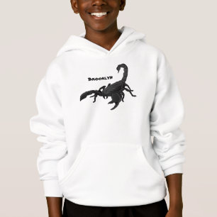 Schwarz-hungriges Skorpion Cartoon Illustration Hoodie