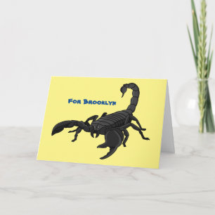 Schwarz-hungriges Skorpion Cartoon Illustration Karte