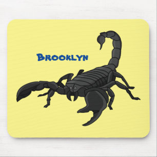 Schwarz-hungriges Skorpion Cartoon Illustration Mousepad