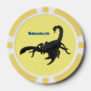 Schwarz-hungriges Skorpion Cartoon Illustration Pokerchips
