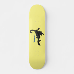 Schwarz-hungriges Skorpion Cartoon Illustration Skateboard
