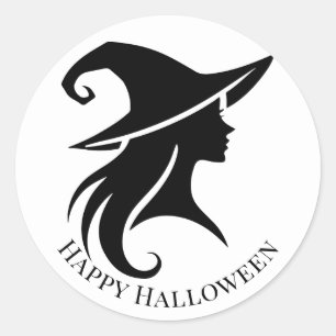 Schwarz Hut Hexe Wicca Hexen Halloween-Party Runder Aufkleber