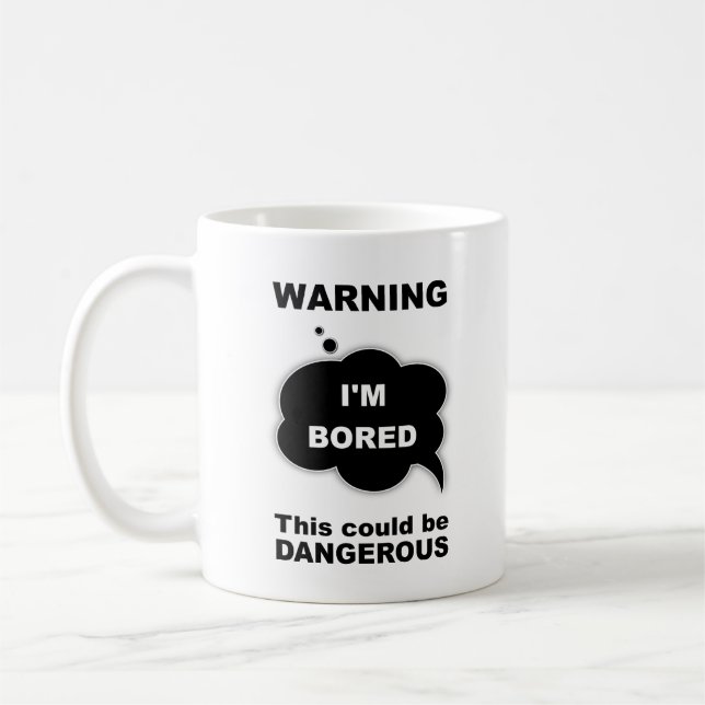 Schwarz Ich bin gelangweilt Kaffeetasse (Links)