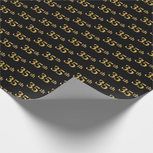 Schwarz, Imitate Gold 35. (35.) Event Geschenkpapier (Ecke)