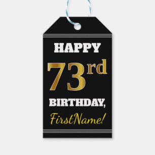 Schwarz, Imitate Gold 73. Geburtstag + Individuell Geschenkanhänger
