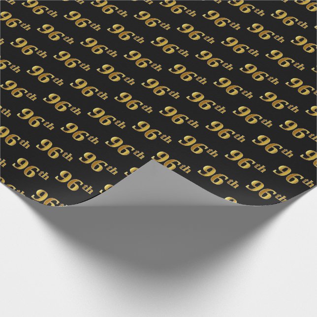 Schwarz, Imitate Gold 96. (Sechsundneunzig) Event Geschenkpapier (Ecke)