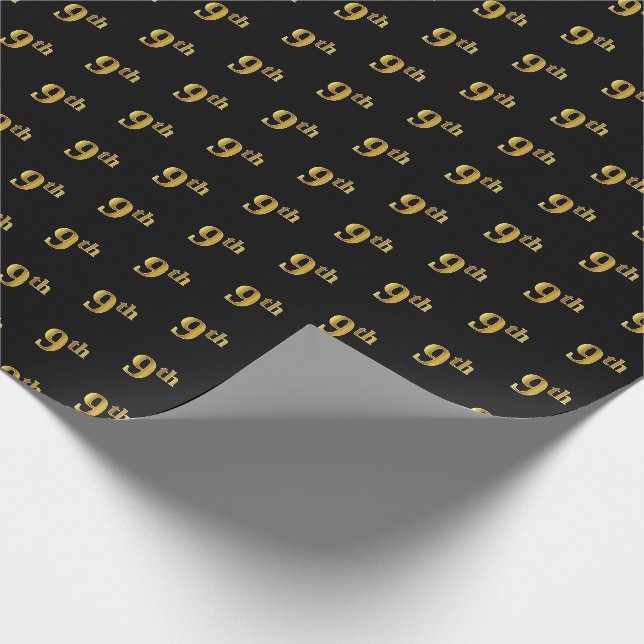 Schwarz, Imitate Gold 9. (9.) Event Wrapping Paper Geschenkpapier (Ecke)