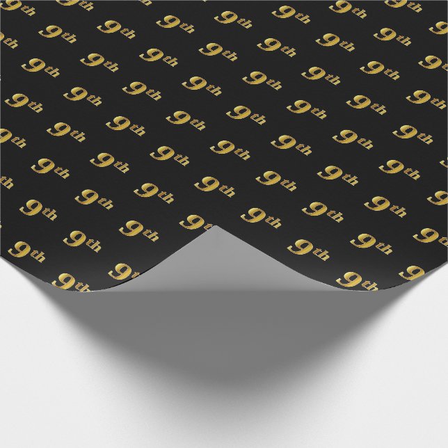 Schwarz, Imitate Gold 9. (Neunte) Veranstaltung Geschenkpapier (Ecke)