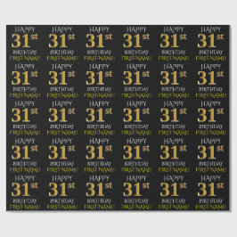 Schwarz, Imitate Gold "HAPPY 31. BIRTHDAY" Geschenkpapier