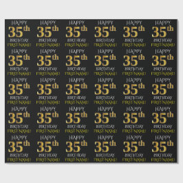 Schwarz, Imitate Gold "HAPPY 35. BIRTHDAY" Geschenkpapier