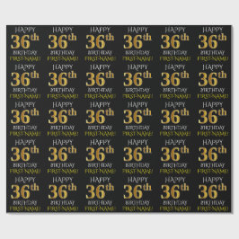 Schwarz, Imitate Gold "HAPPY 36. BIRTHDAY" Geschenkpapier