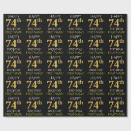 Schwarz, Imitate Gold "HAPPY 74. BIRTHDAY" Geschenkpapier