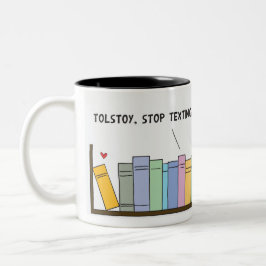 Schwarz in der virtuellen Bibliothek gesimst Zweifarbige Tasse