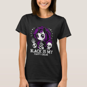 Schwarz ist meine glückliche Farbe Gothic Unicorn T-Shirt