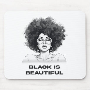 Schwarz ist schön Frau Schwarze Afro Mädchen Natür Mousepad