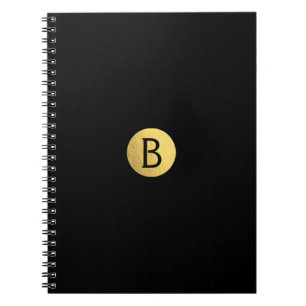 Schwarz (jeder Farbe) Goldfolie Modernes Monogramm Notizblock