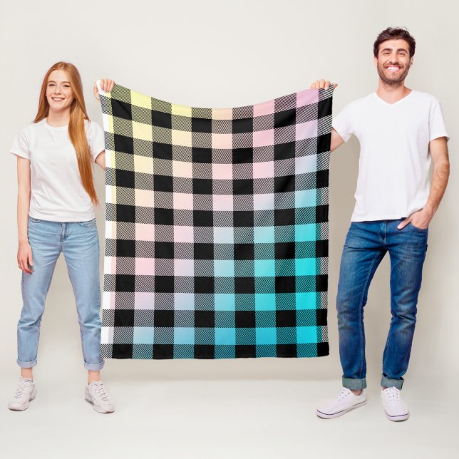 Schwarz karierte Muster auf Pastellfarben ombre Fleecedecke (Beispiel)