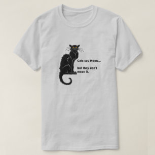 Schwarz "Katzen sagen Meow.." T-Shirt