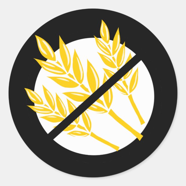 Schwarz Kein Gluten Symbol Keine Weize Runder Aufkleber (Vorderseite)