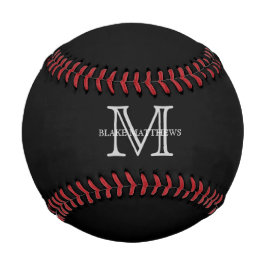 Schwarz Klassisches Monogramm und Name Baseball