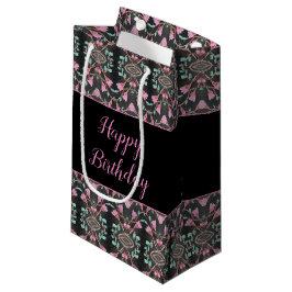 Schwarz-Klein-Rosa- und Aquamarine Gemusterte Papi Kleine Geschenktüte