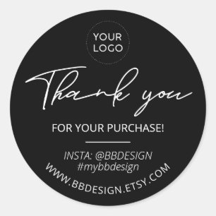 Schwarz Kleine Unternehmen Vielen Dank für Ihr P Runder Aufkleber
