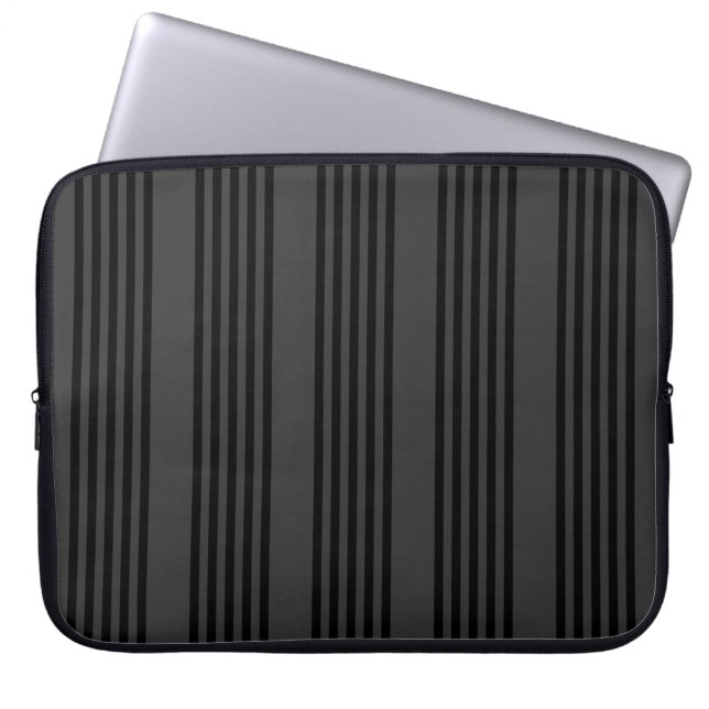 Schwarz-Kohle-Fünf-Streifen-Muster Laptopschutzhülle (Vorderseite)