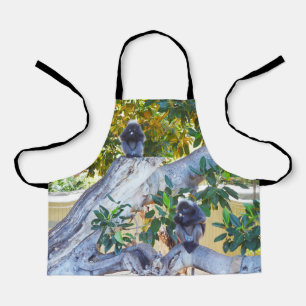 Schwarz-Langur-Affen essen, Kinder Full Print-Schü Schürze