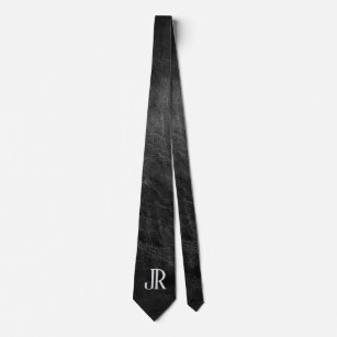 Schwarz-Leder-Look mit individueller Monogramm-Aus Krawatte