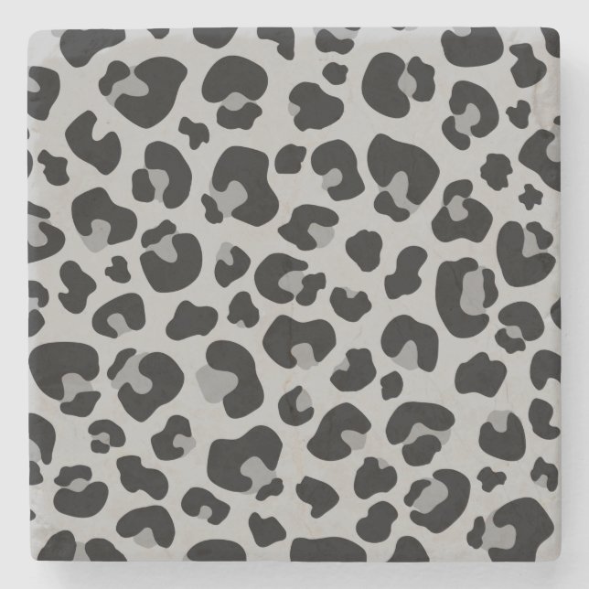 Schwarz-Leopard-Cheetah-Hautmuster Steinuntersetzer (Vorderseite)