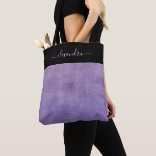 Schwarz Lila Blau rustikal elegant personalisiert Tasche