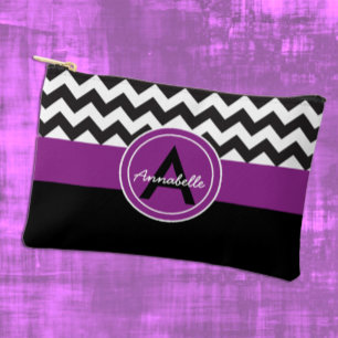 Schwarz Lila Chevron Zubehörtasche