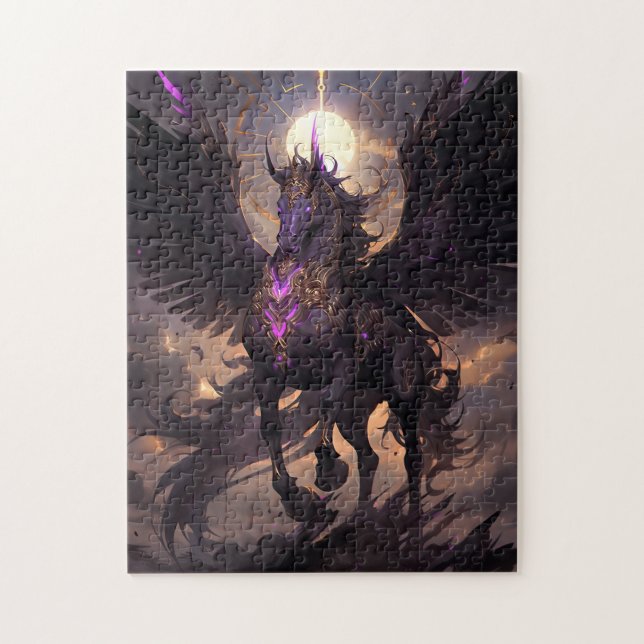 Schwarz Lila Einhorn Fantasy Kunst, Dichtung und M (Vertikal)