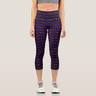 Schwarz-lila Halloween-Muster Capri Leggings
