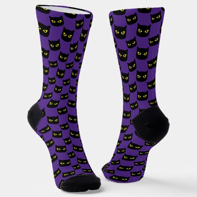 Schwarz-lila Halloween-Muster Socken (Gewinkelt)