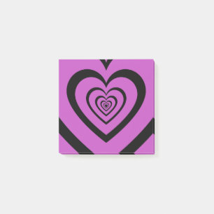 Schwarz Lila Hypnotic Herzdesign Chic & Retro Post-it Klebezettel