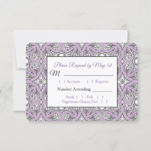 Schwarz-Lila Mandala Wedding RSVP-Karte RSVP Karte