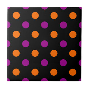 Schwarz Lila Orange Punkte-Muster Fliese