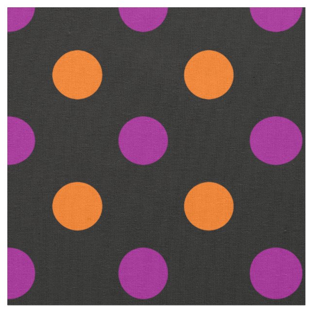 Schwarz Lila Orange Punkte-Muster Stoff (Nahaufnahme)