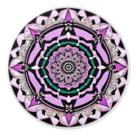 Schwarz, Lila, rosa und Aquamarine Mandala Keramik Keramikknauf