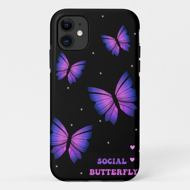 Schwarz-lila Schmetterling-Gehäuse Case-Mate iPhone Hülle (Rückseite)