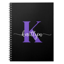 Schwarz-Lila-Script-Monogramm