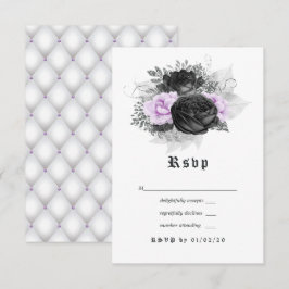 Schwarz-Lila und silberfarbene Hochzeit RSVP Karte